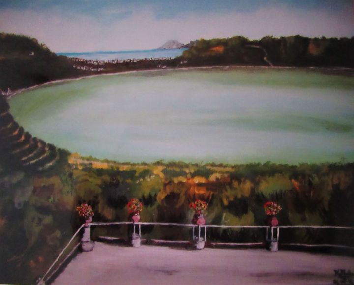 Pittura intitolato "LAGO D'AVERNO" da Marcella Molea, Opera d'arte originale, Olio