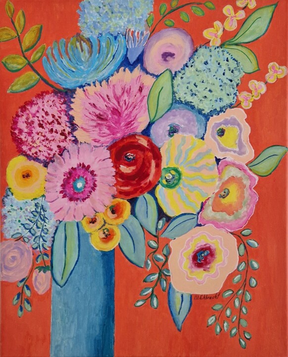 Painting titled "Immer Frühling" by Marcia Ehbrecht, Original Artwork, Gouache