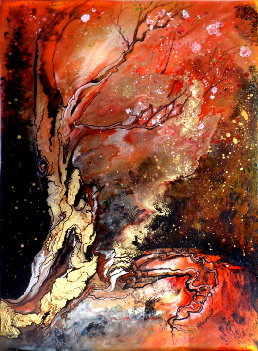 Peinture intitulée "Spring Equinox Mono…" par Marcia G Connell, Œuvre d'art originale, Encre
