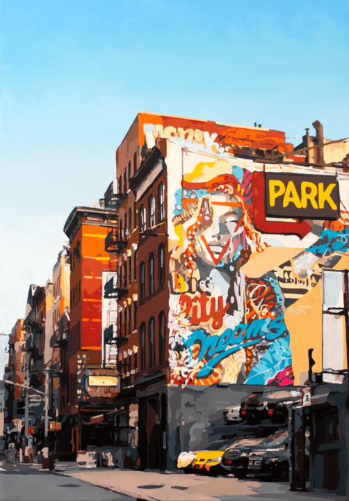 Peinture intitulée "New York City Park" par Marco Barberio, Œuvre d'art originale, Acrylique Monté sur Châssis en bois