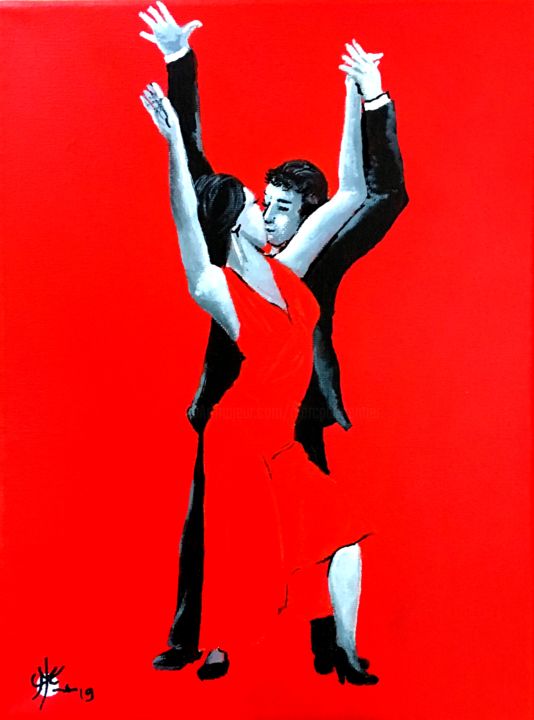 Pittura intitolato "Tango rouge XXIV" da Marc Parmentier, Opera d'arte originale, Acrilico Montato su Telaio per barella in…
