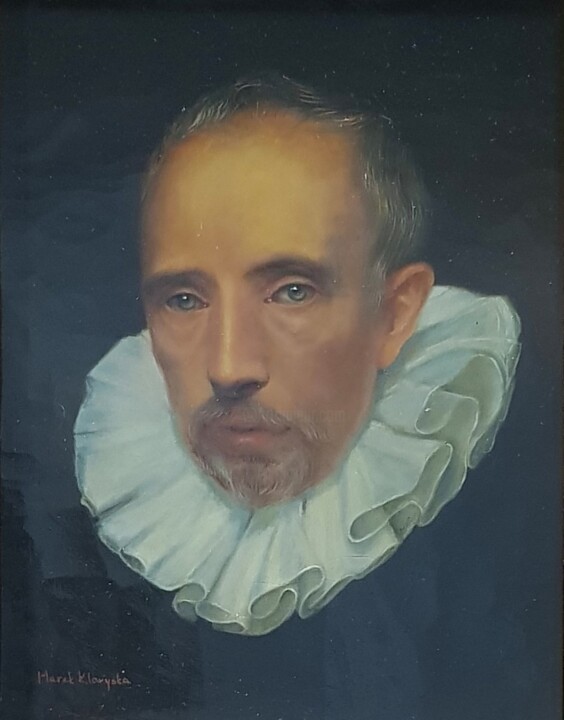 Schilderij getiteld "portret Corneliusa" door Marek Klaryska, Origineel Kunstwerk, Olie