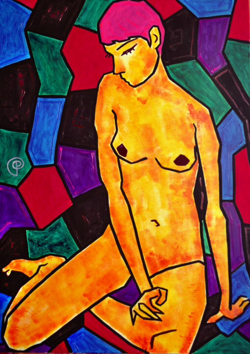 Pintura titulada "Nude a0001" por Margarita Felis, Obra de arte original, Acrílico