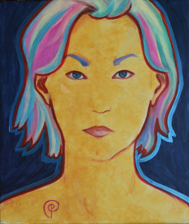 Painting titled "Self portrait" by Margarita Felis, Original Artwork, Acrylic