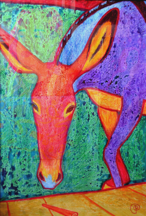 Painting titled "Donkey" by Margarita Felis, Original Artwork, Wax