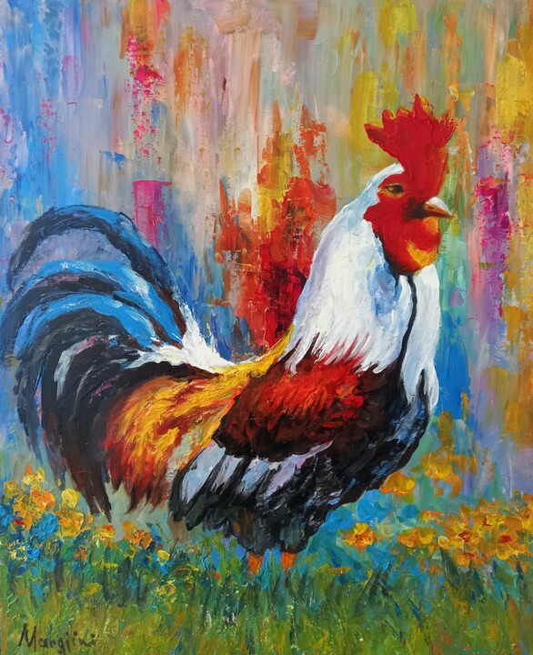 Painting titled "Turkeys" by Aleks Margjini, Original Artwork, Oil
