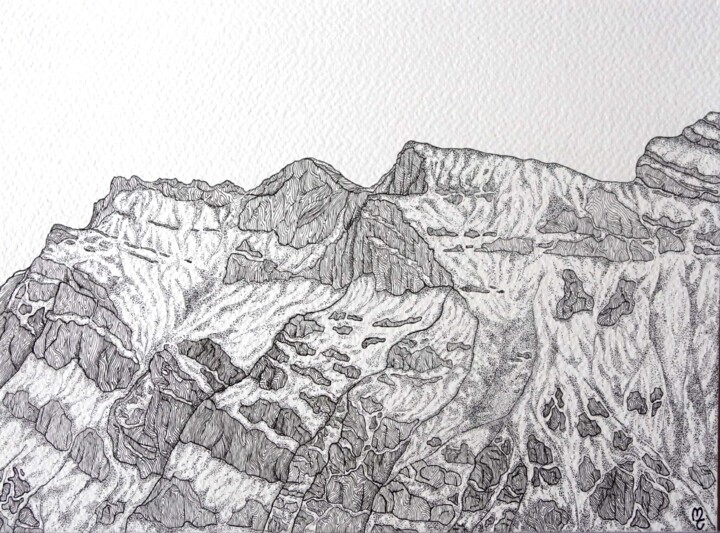 Drawing titled "Mount Pilatus" by Margot Thuy, Original Artwork, Marker