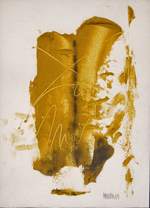 Painting titled "Vertical Ocre" by Maria Antónia Santos, Original Artwork, Other