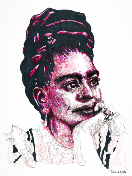 제목이 "Frida KAHLO - Femme…"인 그림 Maria Cielo로, 원작, 연필