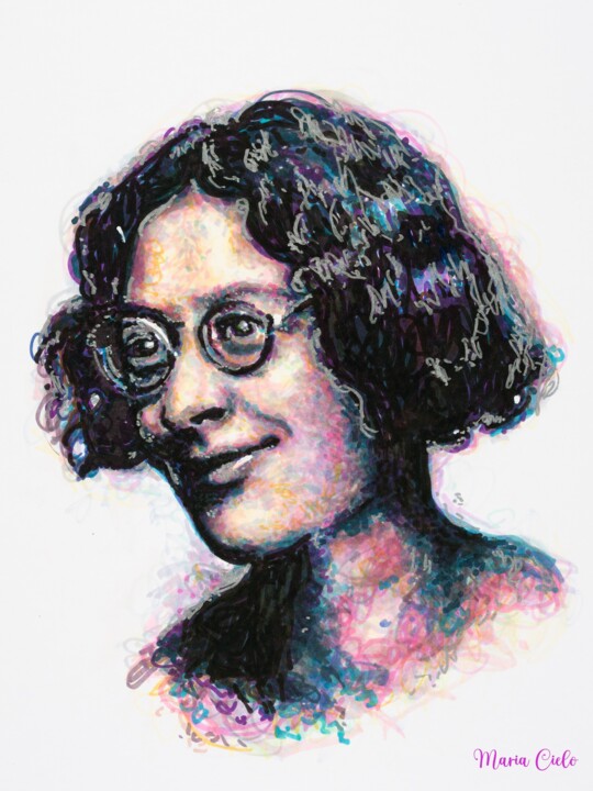 제목이 "Simone WEIL - Femme…"인 그림 Maria Cielo로, 원작, 연필