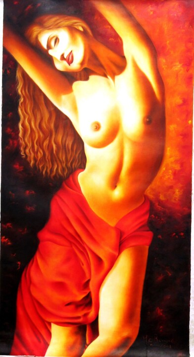 Malarstwo zatytułowany „Desnudo” autorstwa Maria Cristina Romero Duarte, Oryginalna praca, Olej