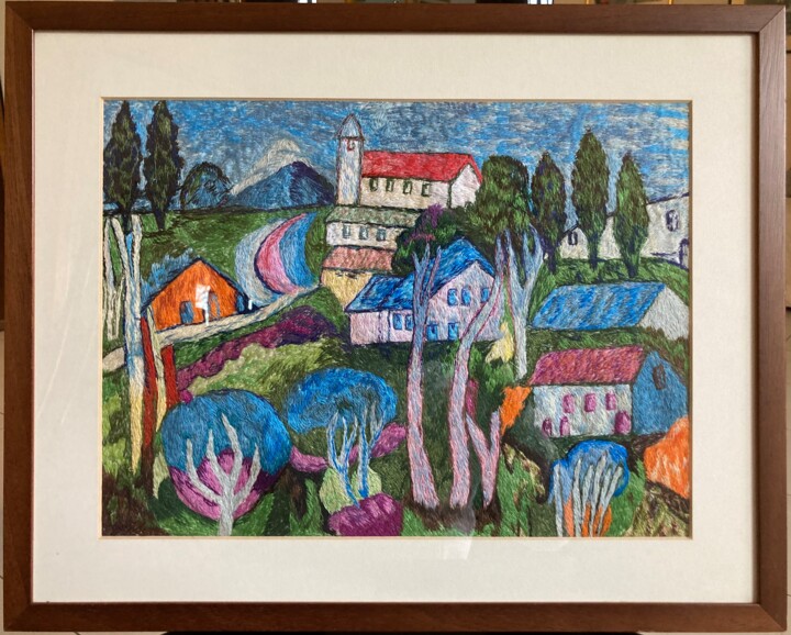 Art textile intitulée "Fantasia Di Fiori,…" par Maria Furlan Bellis, Œuvre d'art originale, Fil Monté sur Autre panneau rigi…