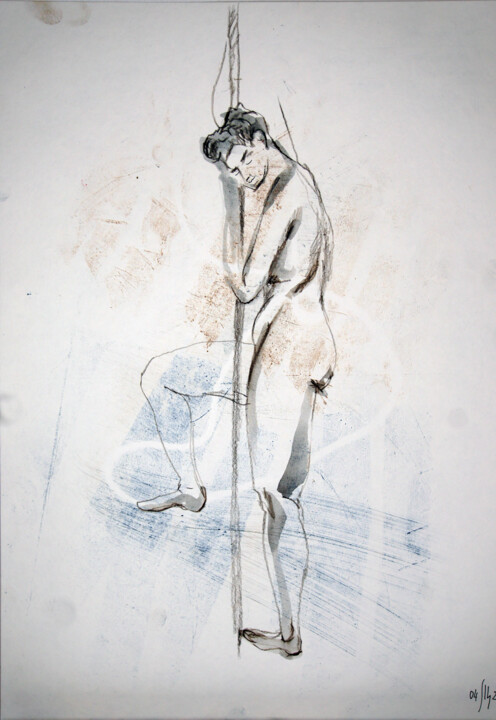 Drawing titled "Susanna. Nude art №…" by Maria Shedrina, Original Artwork, Conté