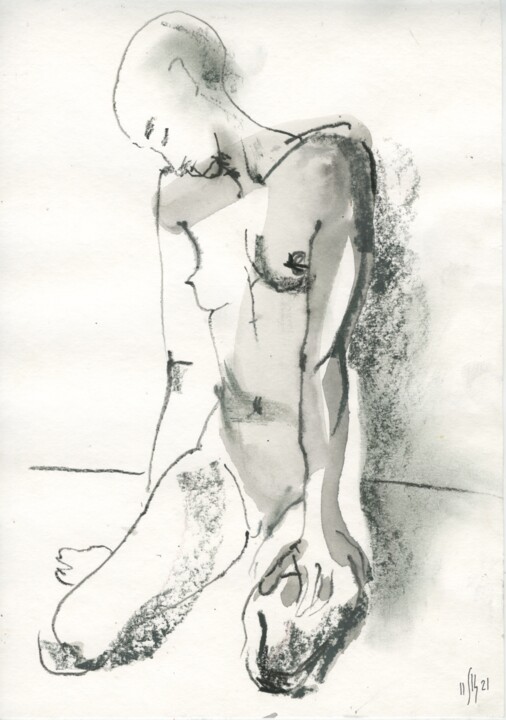 Drawing titled "Alice. Nude art #21…" by Maria Shedrina, Original Artwork, Ink