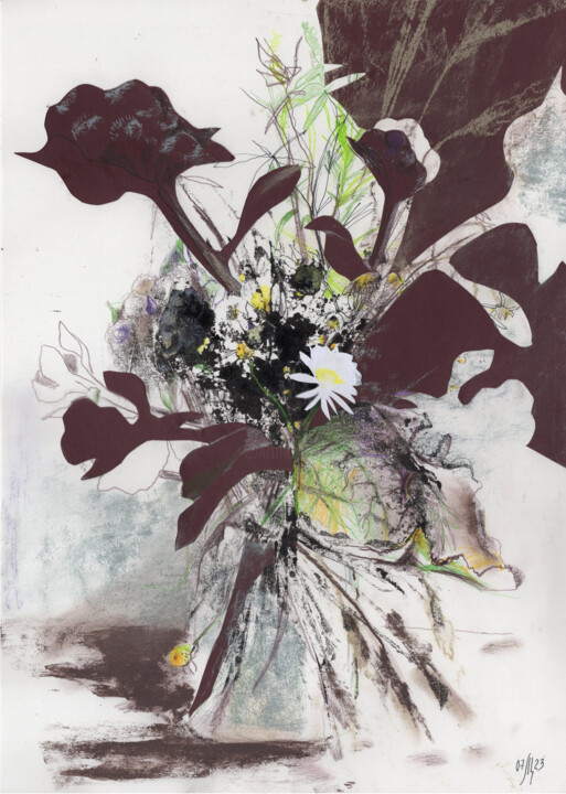 「Flower budo. Daisies」というタイトルの絵画 Maria Shedrinaによって, オリジナルのアートワーク, オイル
