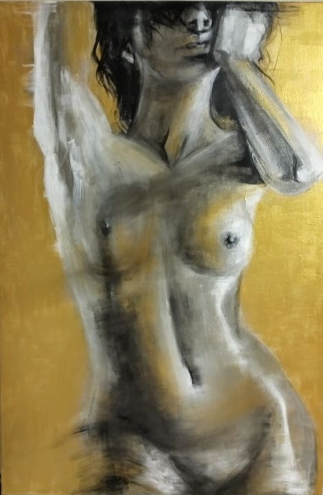 Pintura titulada "Gold woman" por Maria Georgante, Obra de arte original, Acrílico