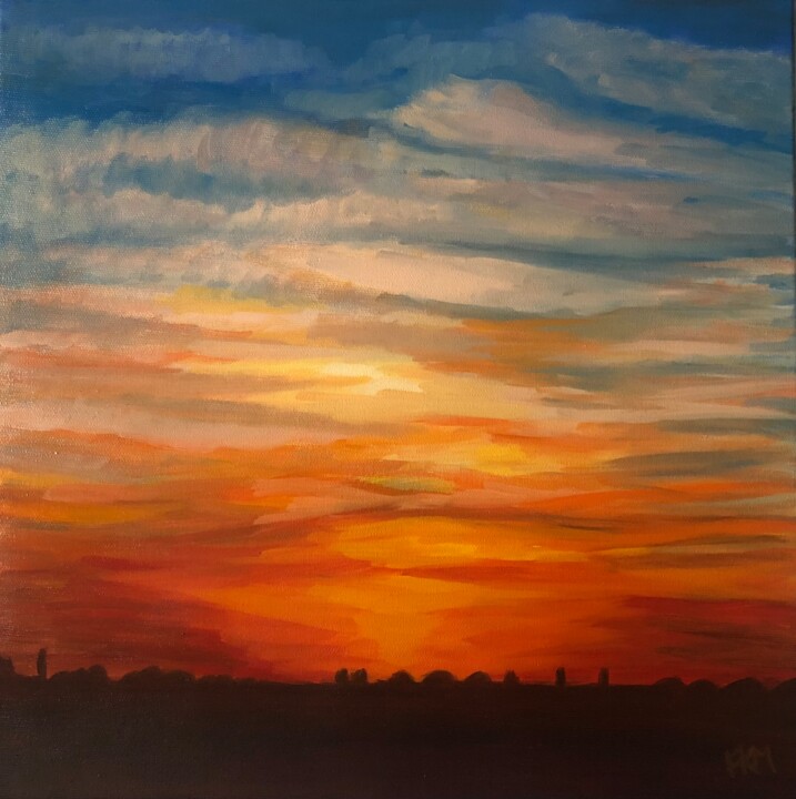 Peinture intitulée "Sunset" par Mariann Fodor-Kosztolányi, Œuvre d'art originale, Huile