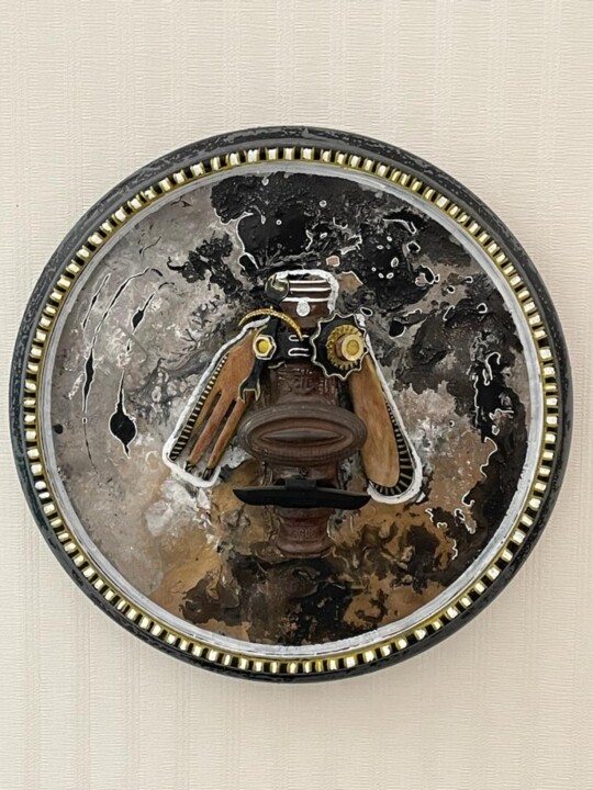 Colagens intitulada "Beagle Eagle" por Marianne Magnard (NouchKa), Obras de arte originais, Colagens Montado em Painel de ma…
