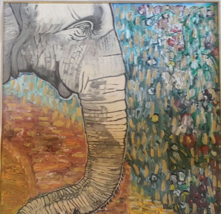 Pintura titulada "elefante triste" por Matilde Dorè, Obra de arte original, Oleo