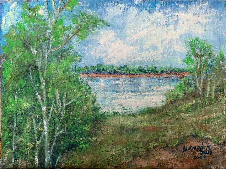 Schilderij getiteld "RESERVOIR MSHENO -…" door Marie Kantorová Selmiová, Origineel Kunstwerk, Olie