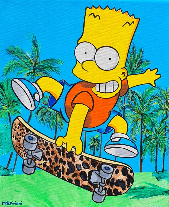 Pintura intitulada "Bart Miami" por Maria Sabrina Viviani, Obras de arte originais, Acrílico Montado em Armação em madeira