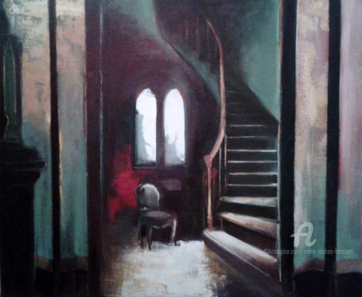 Pittura intitolato "escalier" da Marie Andrée Hembert, Opera d'arte originale, Olio