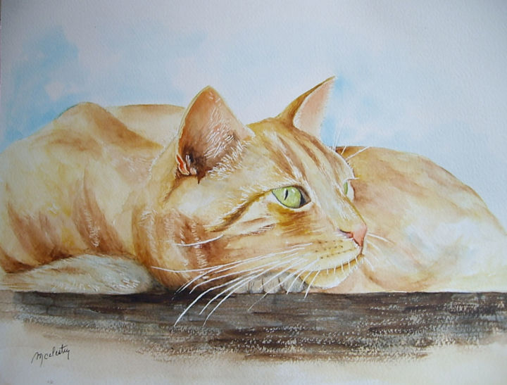 Chat Roux Songeur Painting By Marie Celestin Artmajeur