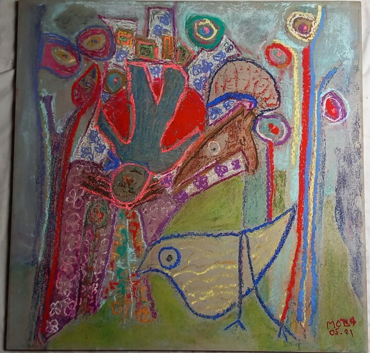 Pittura intitolato "Et si un jour il re…" da Marie Christine Bessette, Opera d'arte originale, Pastello Montato su Altro pan…