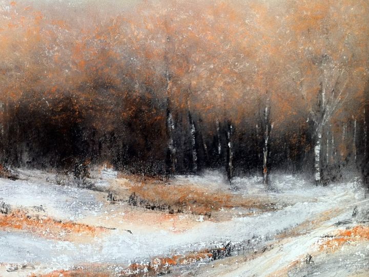 Malarstwo zatytułowany „soir d'hiver - past…” autorstwa Marie-Claude Baldi, Oryginalna praca, Pastel Zamontowany na artwork_…