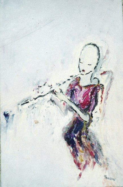Картина под названием "flutiste" - Marie Line Paolini, Подлинное произведение искусства