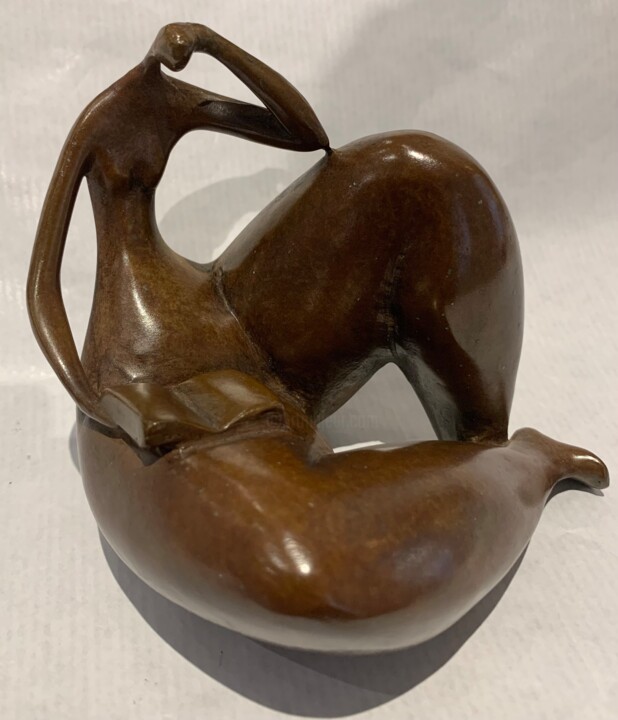Sculpture intitulée "Lecture" par Marie-Madeleine Gautier, Œuvre d'art originale, Bronze