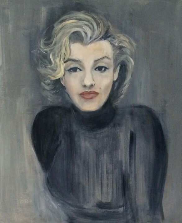 Pintura intitulada "Marilyn" por Marie Pascale Martins, Obras de arte originais, Óleo Montado em Armação em madeira