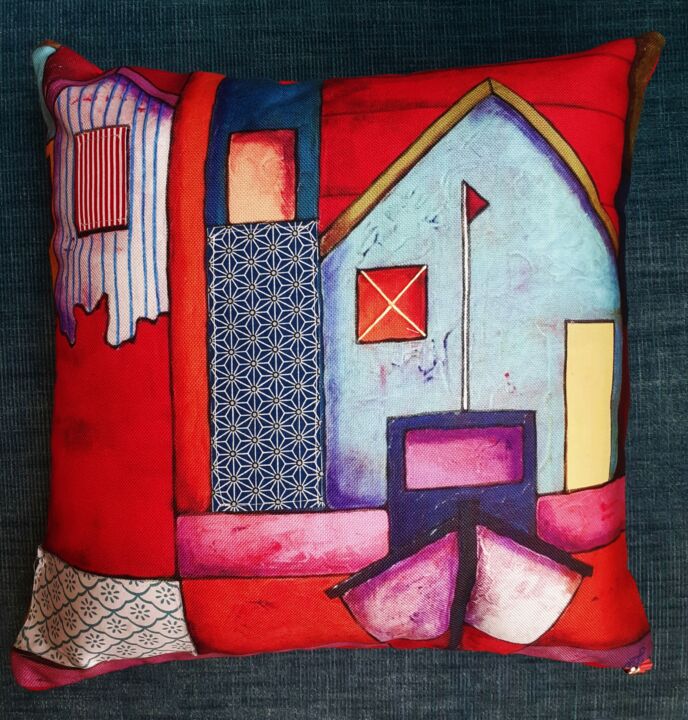 Art textile intitulée "coussin n°30" par Marie-Pierre Jan, Œuvre d'art originale