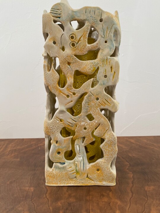 Skulptur mit dem Titel "TOTEM 15. Sculpture" von Marie-Pierre Montet, Original-Kunstwerk, Porenbeton