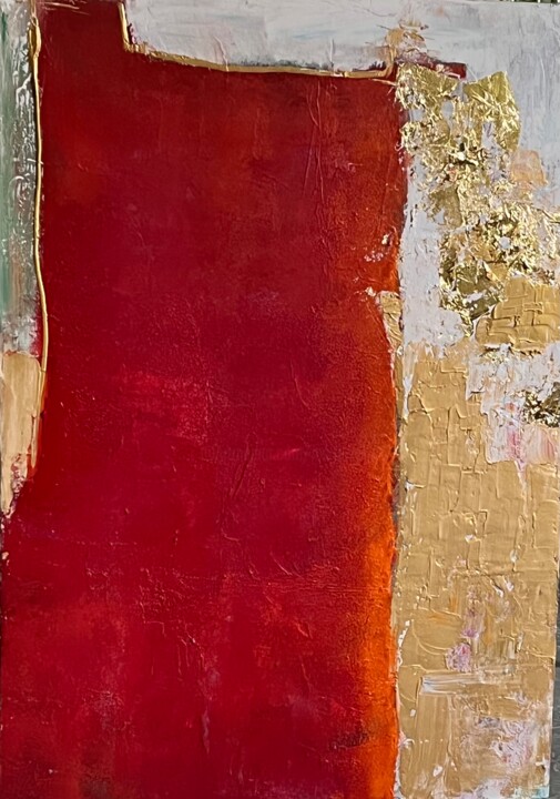 "Red and gold abstra…" başlıklı Tablo Marie Rouach tarafından, Orijinal sanat, Akrilik