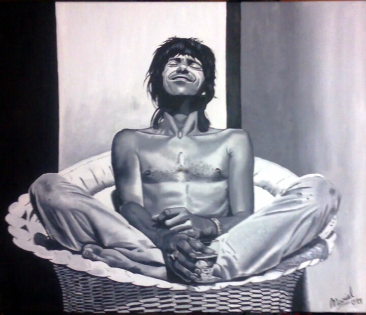 Malerei mit dem Titel "Keith Richards" von Mariel Castello, Original-Kunstwerk