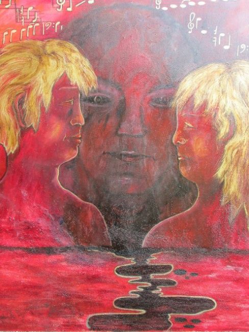 Peinture intitulée "Adam et Eve 2" par Marie Lalande, Œuvre d'art originale, Acrylique