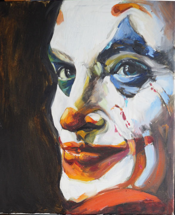 Pittura intitolato "joker" da Marieline Gerard, Opera d'arte originale, Olio