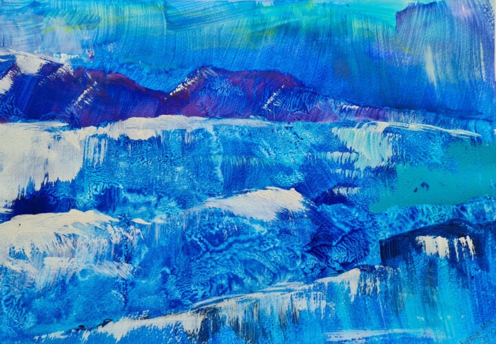 Painting titled "ICELAND - blue glac…" by Marijke Mol, Original Artwork, Acrylic