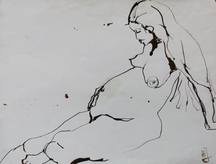 「Maternité - Materni…」というタイトルの描画 Marijo Ponce Festによって, オリジナルのアートワーク, インク