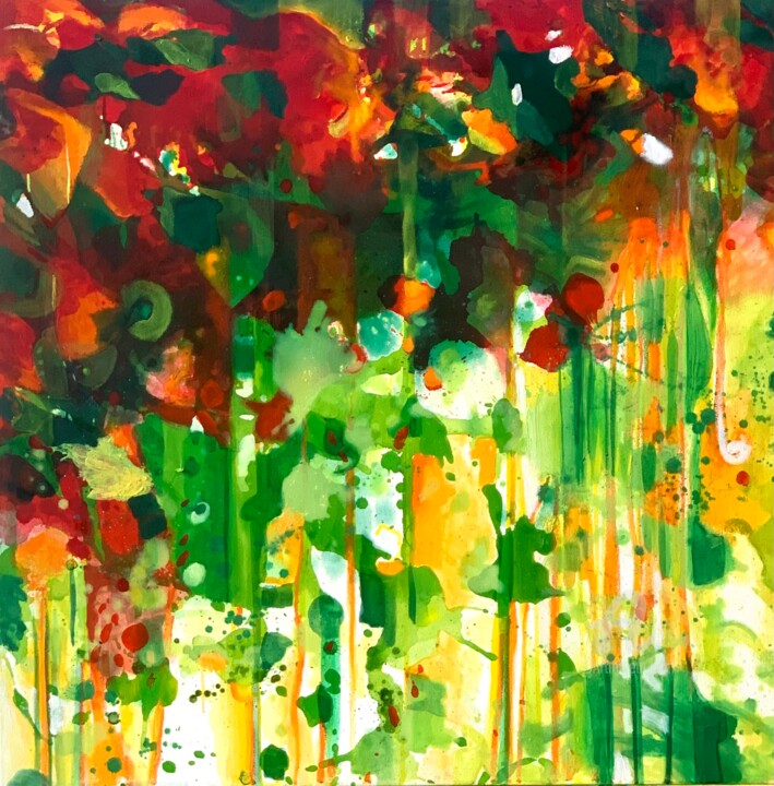 Картина под названием "Salade de fruits" - Marika Perros, Подлинное произведение искусства, Масло Установлен на Деревянная р…