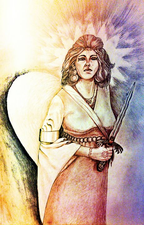 Disegno intitolato "Angelwarrior.jpg" da Mkrartworks, Opera d'arte originale, Fotografia digitale