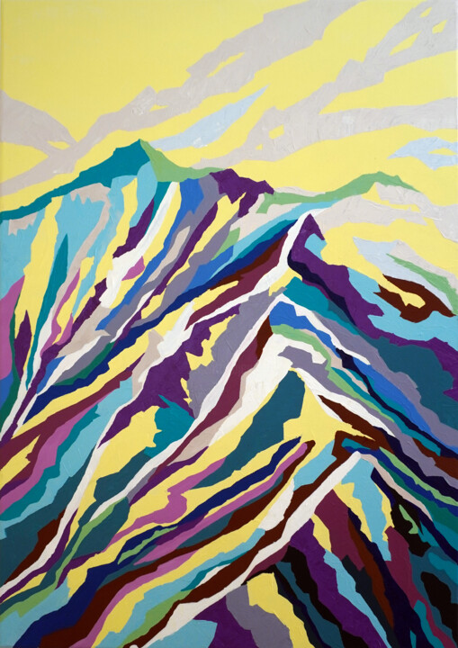 Pittura intitolato "Sunshine on mountain" da Marina Geipel, Opera d'arte originale, Acrilico