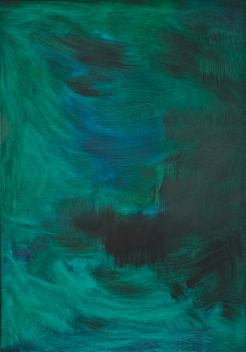 Peinture intitulée "Green and wet" par Marina Rusalka, Œuvre d'art originale, Huile