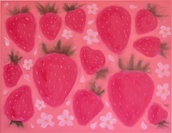 Peinture intitulée "Strawberry Rain" par Marina Rusalka, Œuvre d'art originale, Huile