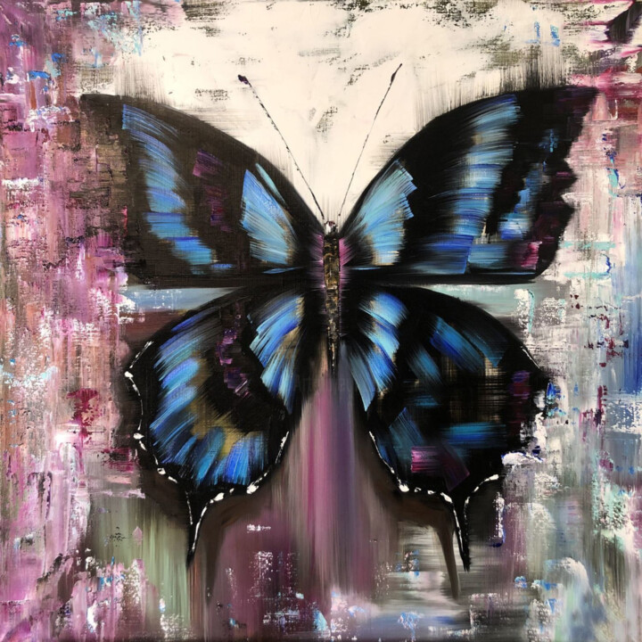 Pittura intitolato "MORPHO QUEEN - Pict…" da Marina Skromova, Opera d'arte originale, Olio Montato su Telaio per barella in…