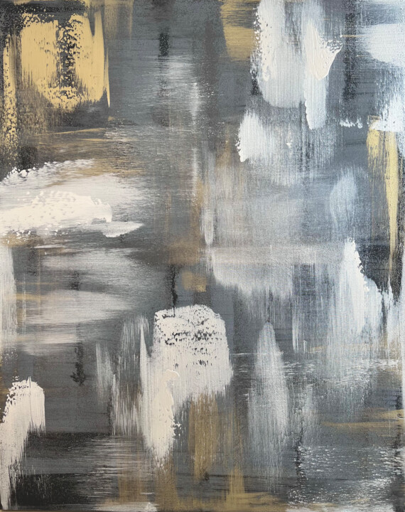 绘画 标题为“100x80cm Gray gold…” 由Marina Skromova, 原创艺术品, 丙烯 安装在木质担架架上