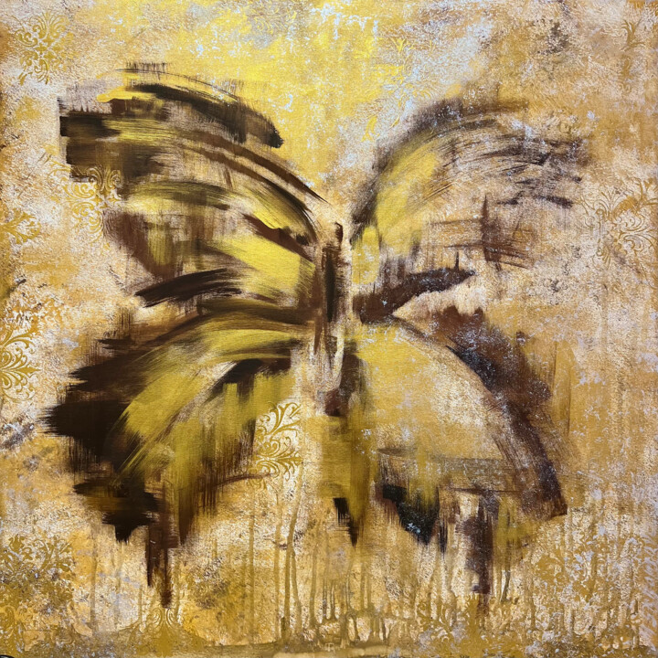 Pittura intitolato "Gilded abstract but…" da Marina Skromova, Opera d'arte originale, Olio Montato su Telaio per barella in…