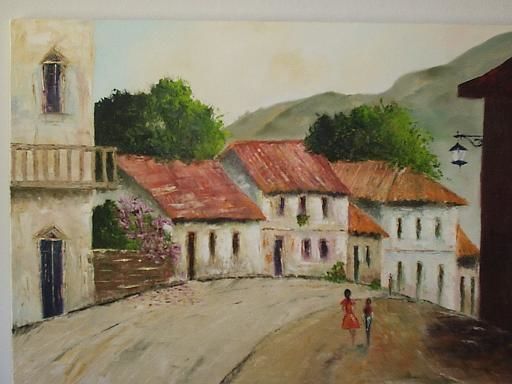 Painting titled "Vilarejo" by Marina Brusin, Original Artwork