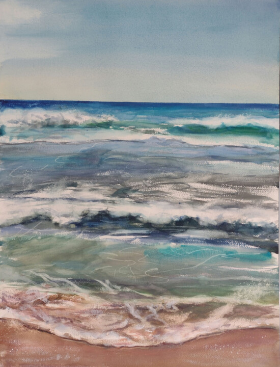 Pintura titulada "Restless sea" por Marina Del Pozo, Obra de arte original, Acuarela